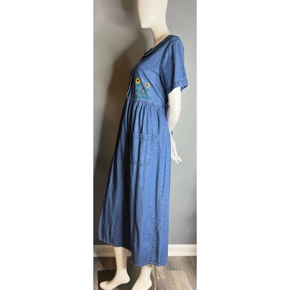 vintage Bobbie Brooks : denim embroidered maxi dress - Picture 7 of 14